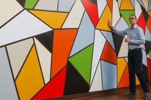 Abstract, geometric mural by Coachellart